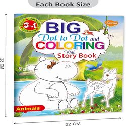 Sawan Big Dot to Dot and Colouring with Story Book - ANIMALS